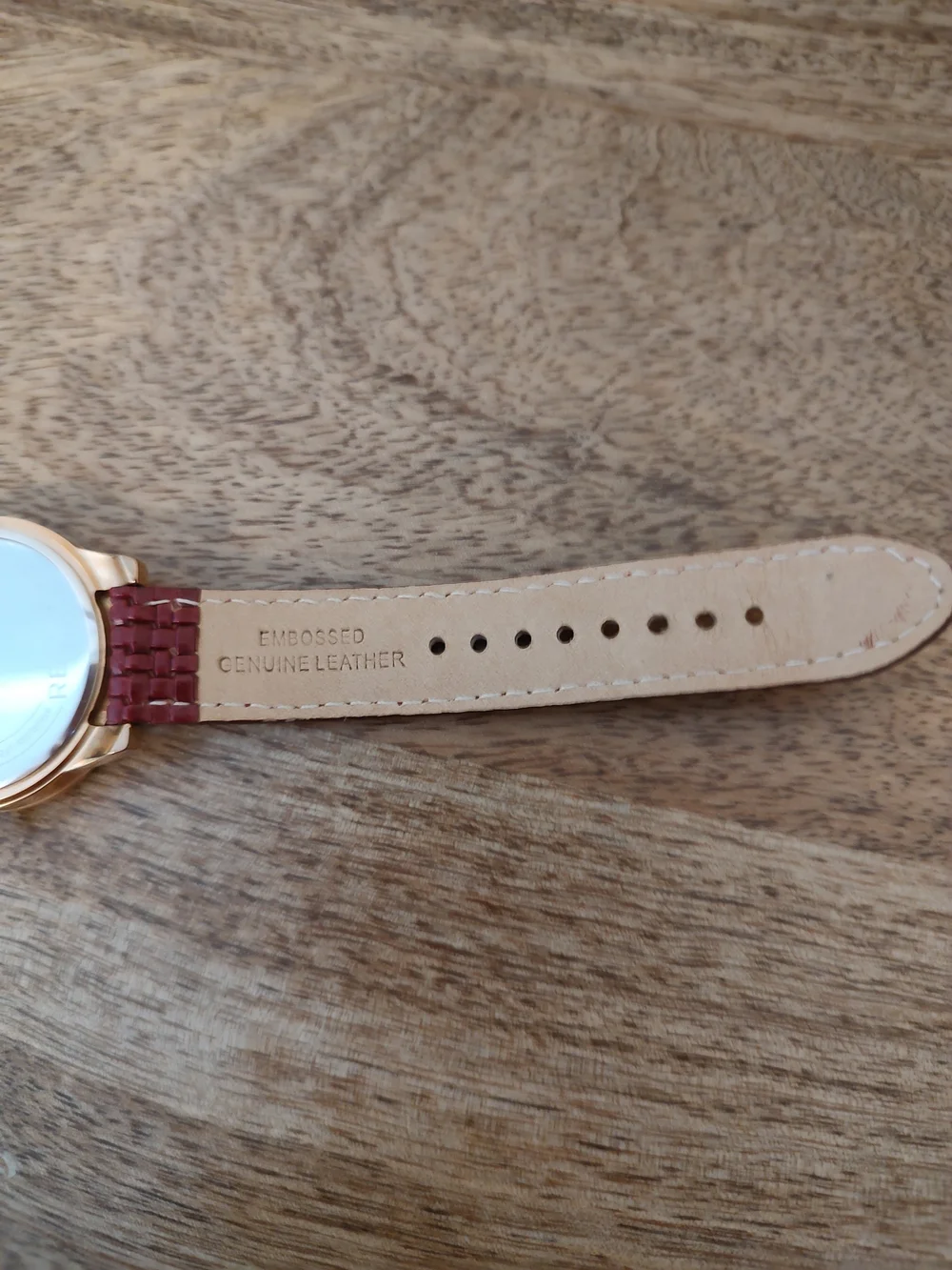 Relic Gold-Tone Watch with Burgundy Strap